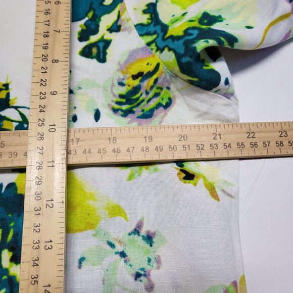 Premise Womens Top Large Linen Blend Boho Floral Lace Accent Coastal Cottagecore - Picture 12 of 14